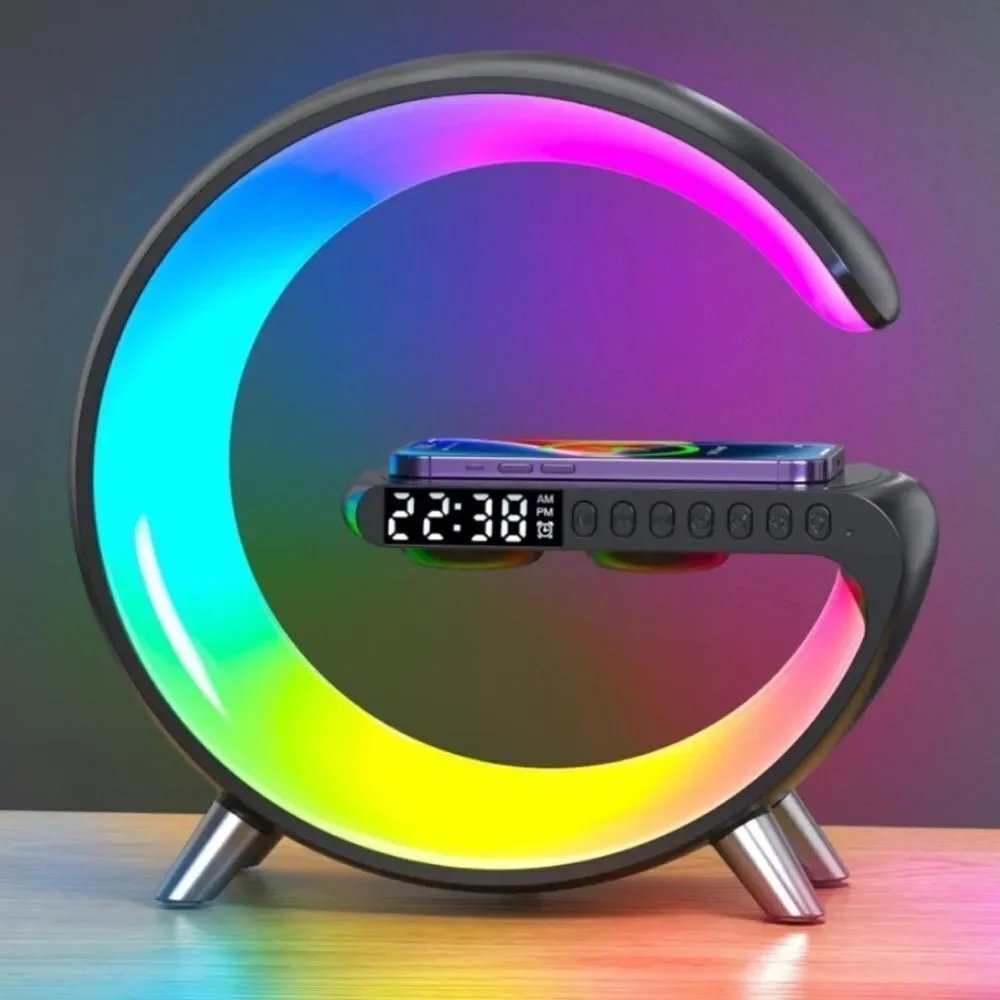 New 4 in 1 Wireless Charging Atmosphere Light & Bluetooth Alarm Speaker NIB